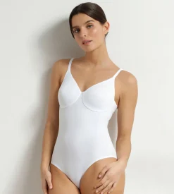 Body femme avec soutien-gorge intégré en microfibre Blanc Dim Invisible
