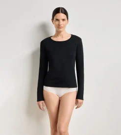 Body manches longues coton gratté noir Thermal