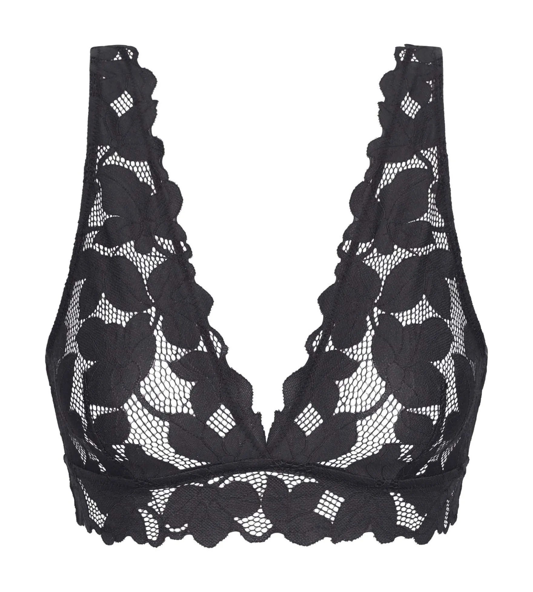Bralette femme en dentelle à grosses fleurs Gris Granit Dim Lacy