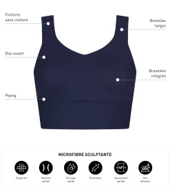 Brassière de sport femme longue Bleu Nuit Dim Move