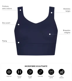 Brassière de sport femme longue Bleu Nuit Dim Move