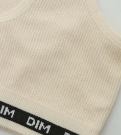 Brassière fille en tissu côtelé Beige Ivoire Dim Icons