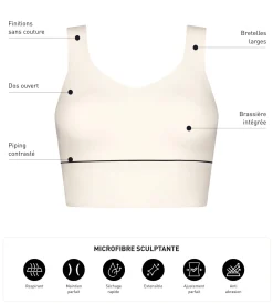 Brassière longue en microfibre sculptante Écru Dim Move