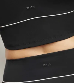 Brassière longue en microfibre sculptante noire Dim Move