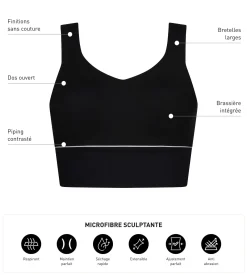 Brassière longue en microfibre sculptante noire Dim Move
