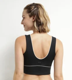 Brassière longue en microfibre sculptante noire Dim Move