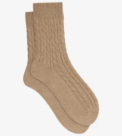 Chaussettes côtelées beige La Mode