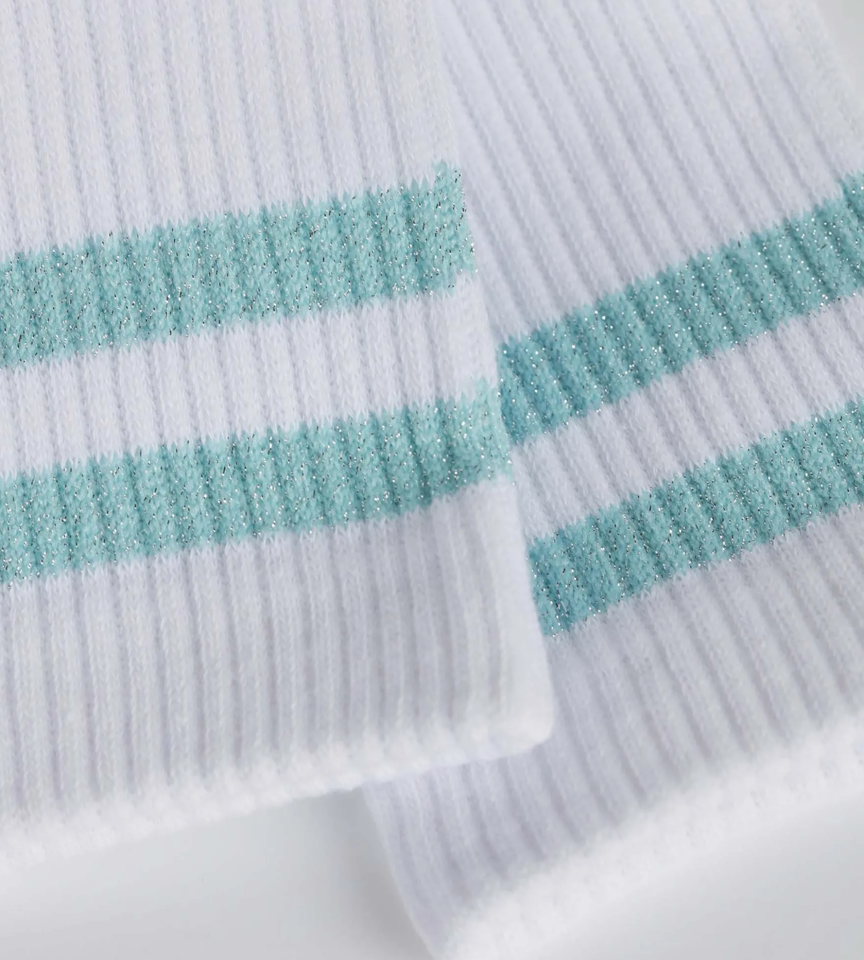Chaussettes en coton côtelé Blanc et lurex Bleu Dim Mode