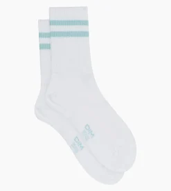Chaussettes en coton côtelé Blanc et lurex Bleu Dim Mode