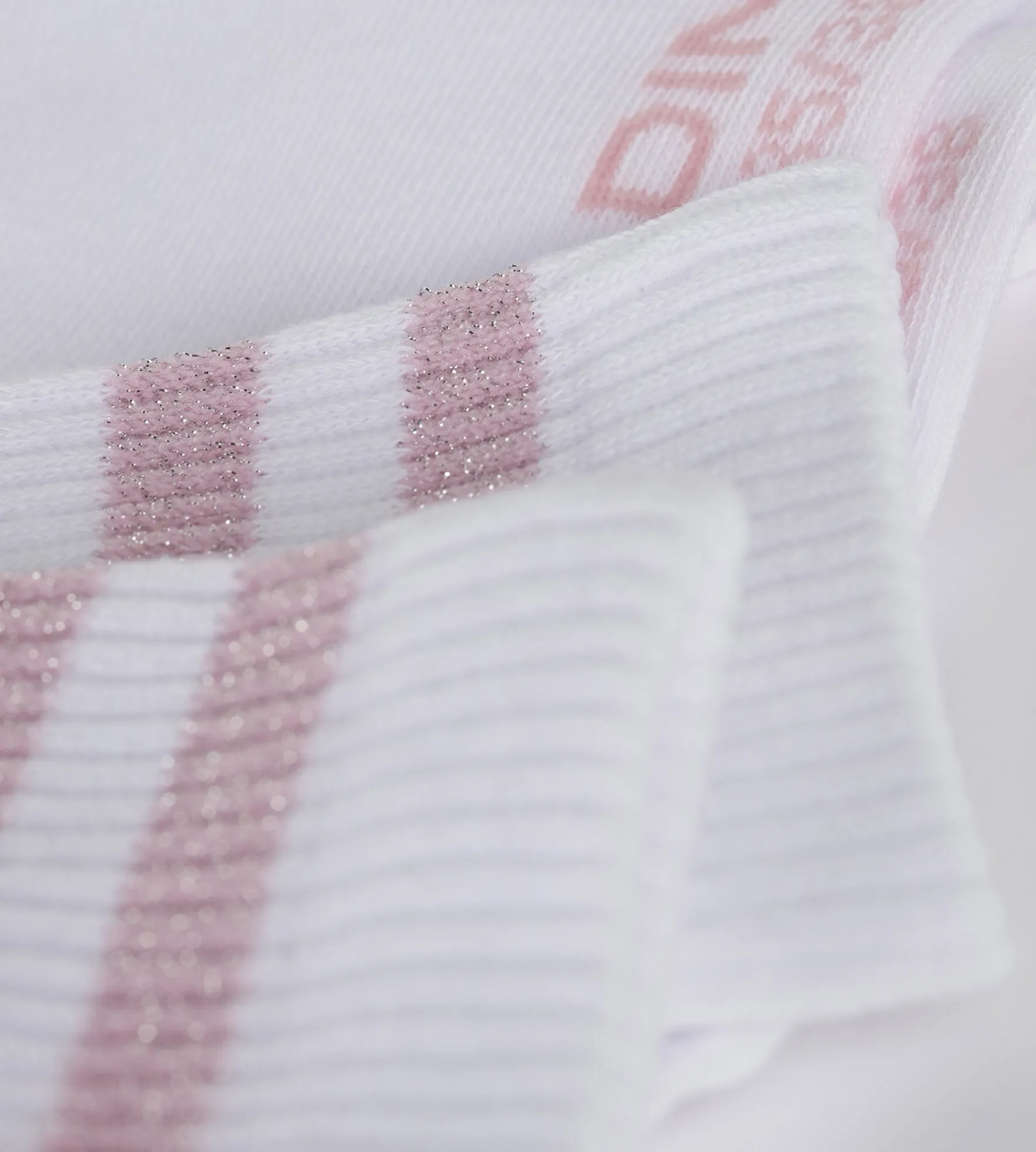 Chaussettes en coton côtelé Blanc et lurex Rose Dim Mode