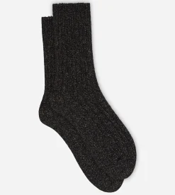 Chaussettes femme côtelées noir La Mode
