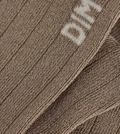 Chaussettes femme côtelées satinées beige doré La Mode