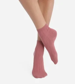 Chaussettes femme en coton pointelle Vieux Rose La Mode de Dim