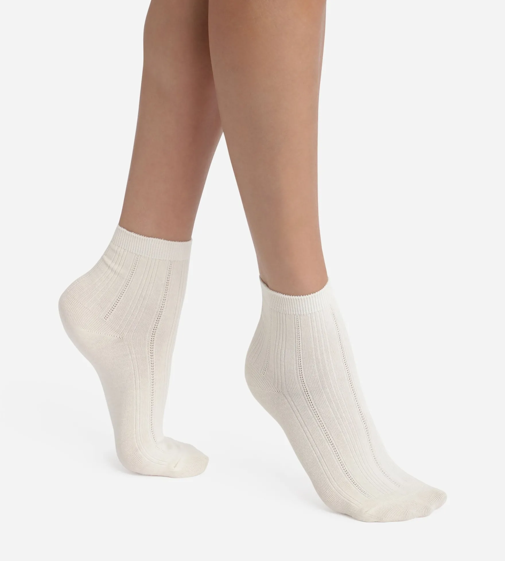 Chaussettes femme en coton pointelle Ivoire La Mode de Dim