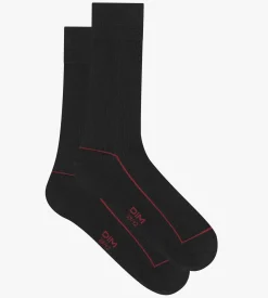 Chaussettes homme en coton côtelé Noir à liseré coloré Dim Mode