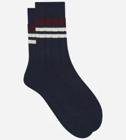 Chaussettes homme en maille côtelée à rayures Marine Dim Bambou