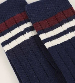 Chaussettes homme en maille côtelée à rayures Marine Dim Bambou