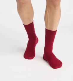 Chaussettes homme mi-hautes rouge foncé à motif renne Coton Fancy