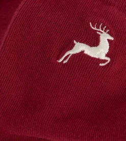 Chaussettes homme mi-hautes rouge foncé à motif renne Coton Fancy