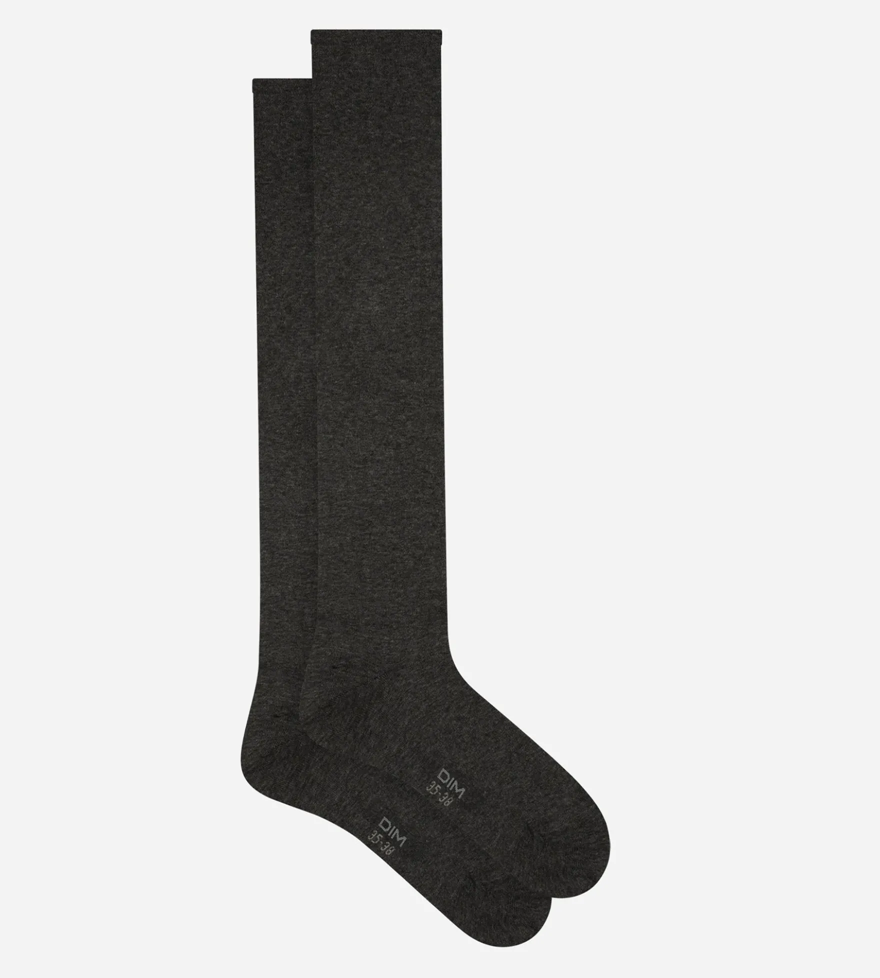 Chaussettes maxi hautes pour femme en coton Anthracite Chiné Dim