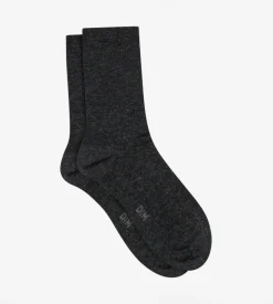 Chaussettes unies anthracite en laine douce Femme