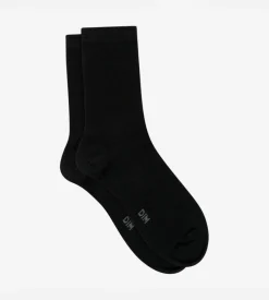 Chaussettes unies noires en laine douce Femme