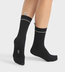 Chaussettes unisexe en coton modal côtelé Noir Dim Icons
