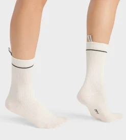 Chaussettes unisexes en coton modal côtelé Crème Dim Icons
