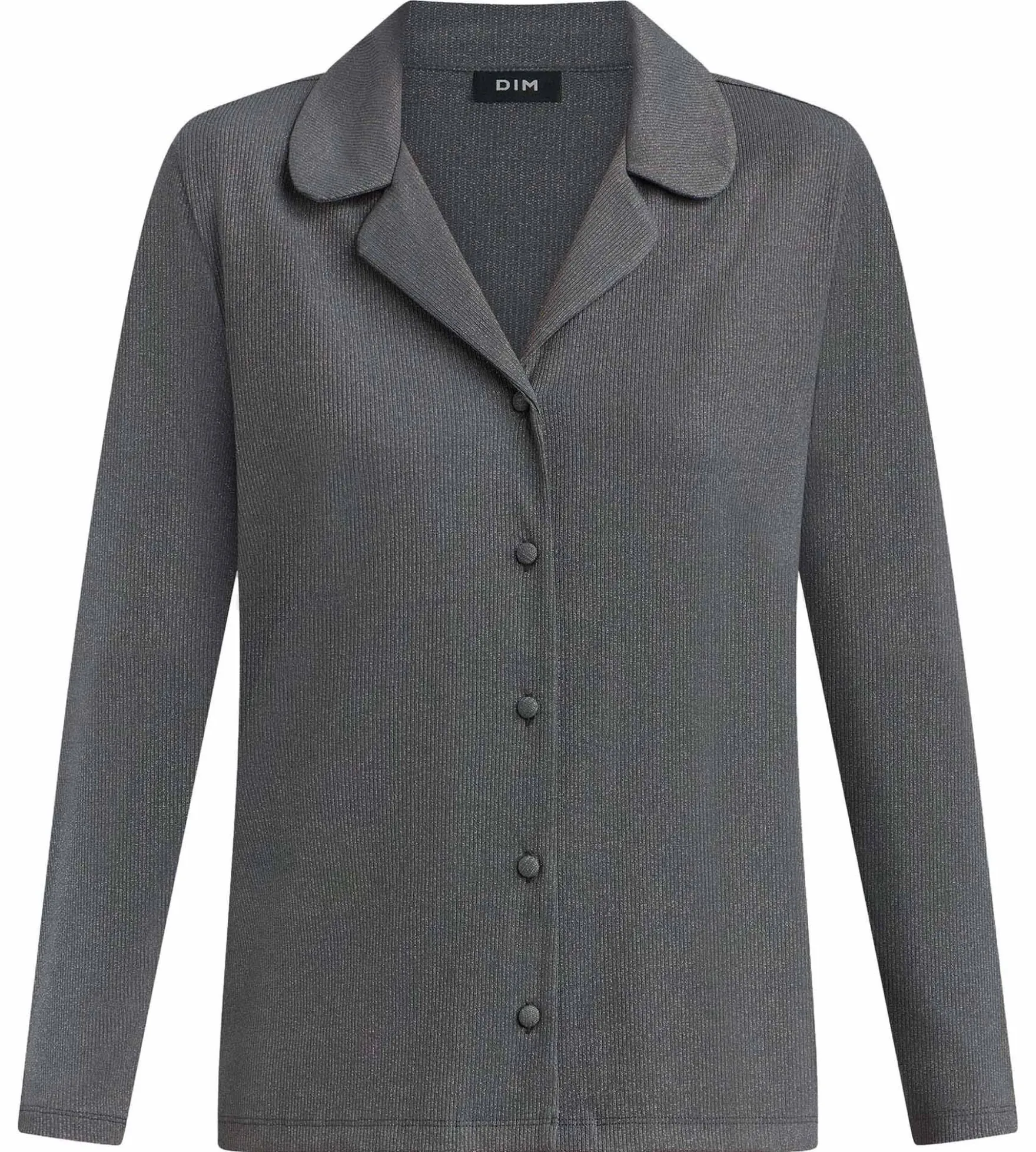 Chemise ouverte manches longues rib lurex gris granit Precious Christmas