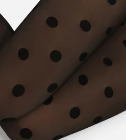Collant chaud effet transparent noir à Pois Thermo