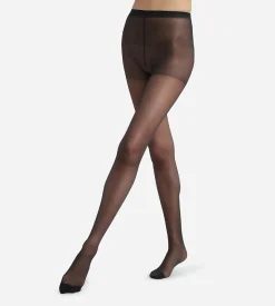 Collant femme transparent voile en Lycra renforcé Noir Ultra Resist