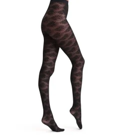 Collant noir bouquet floral Dim Style