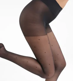 Collant Noir Fantaisie à plumetis pour femme DIM Perfect Contention 25D