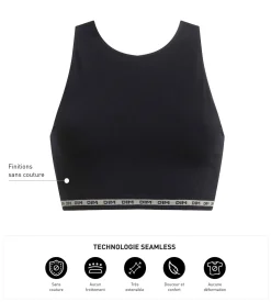 Crop top en modal polyamide côtelée sans couture Noir Dim Icons Seamless