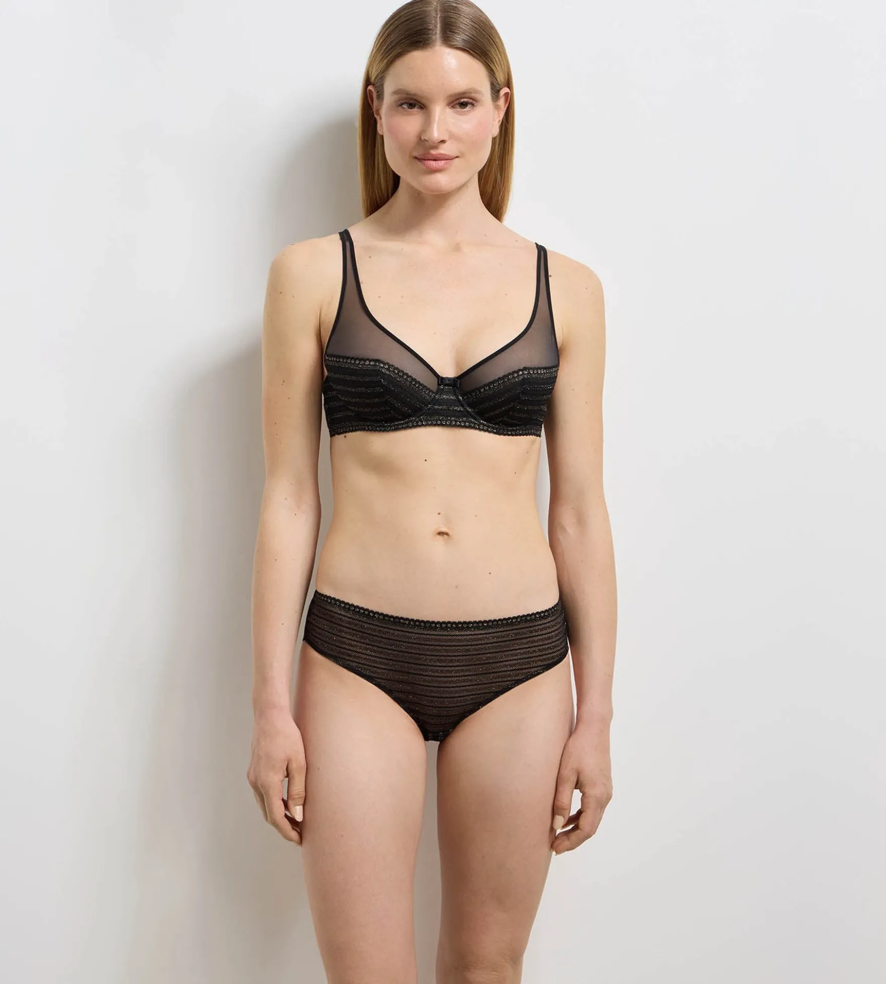Culotte dentelle noire rayée Holiday