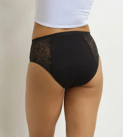 Culotte de règles taille haute flux très abondant noir à fleurs Dim Protect