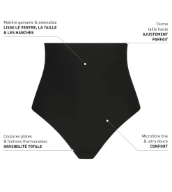 Culotte effet sculptant femme taille haute sans couture Noir Dim Silhouette Invisible