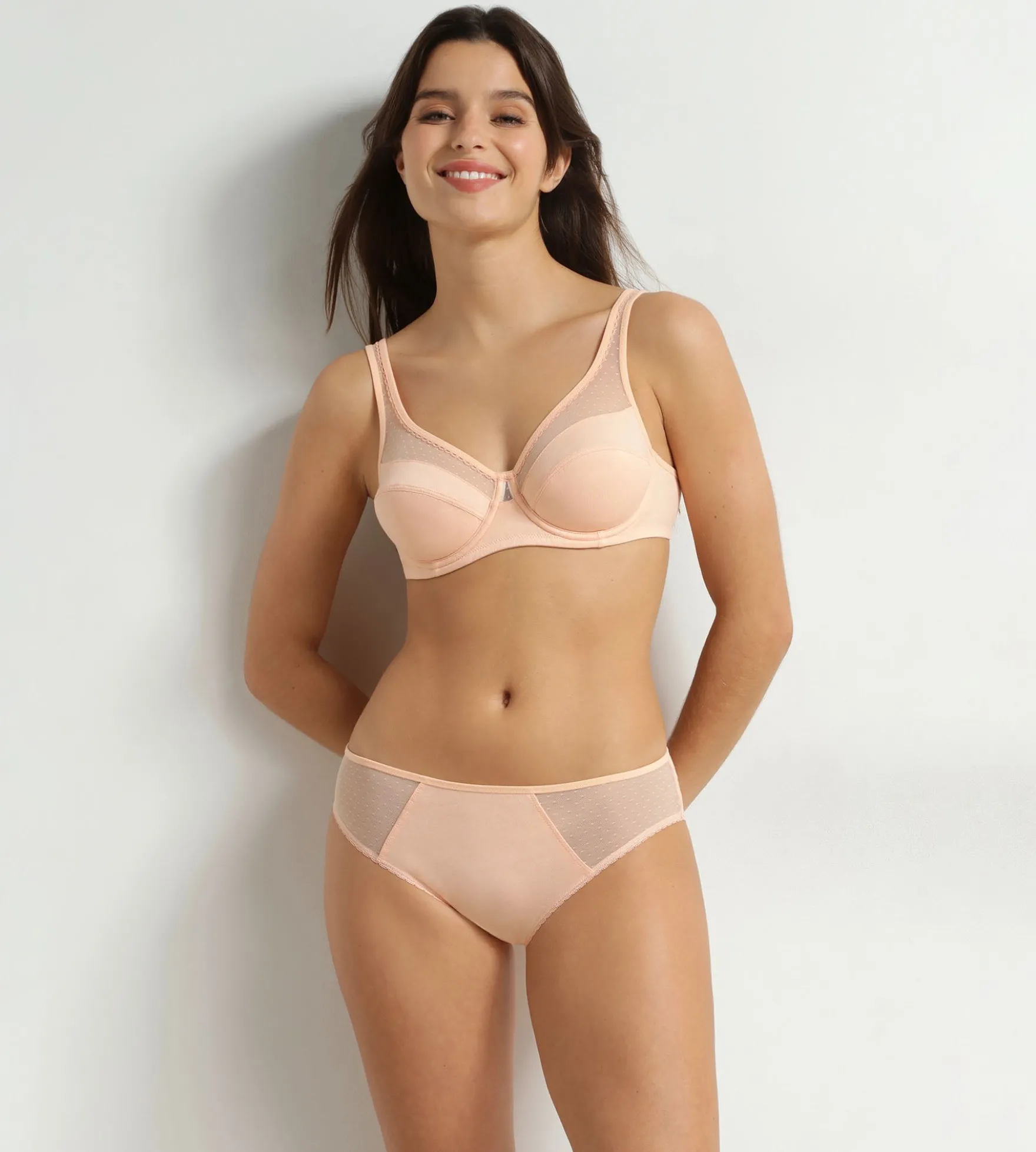 Culotte femme microfibre et tulle plumetis Abricot Generous Coton Bio
