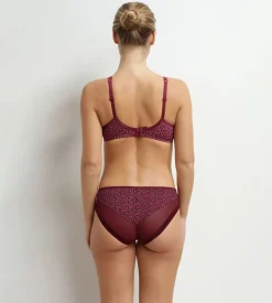 Culotte femme microfibre et tulle rouge marron Dim Generous