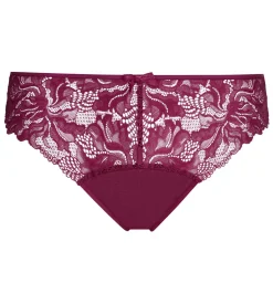 Culotte femme rouge en microfibre et dentelle Generous Essentiel
