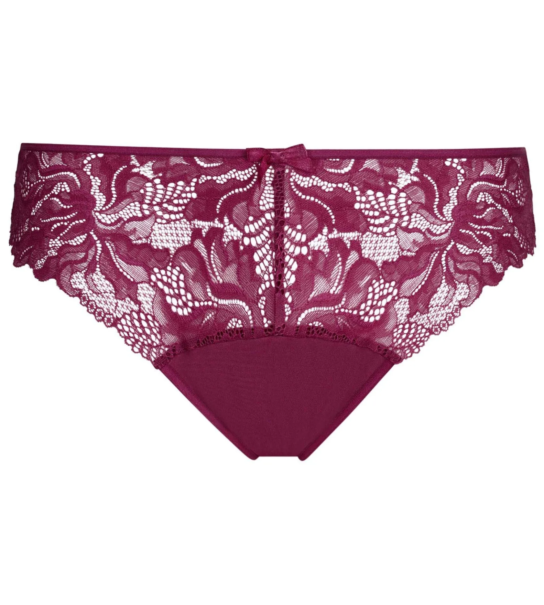 Culotte femme rouge en microfibre et dentelle Generous Essentiel