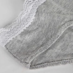 Culotte fille coton stretch à ceinture dentelle Gris Chiné Dim trendy