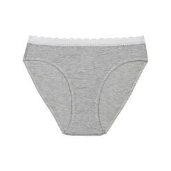 Culotte fille coton stretch à ceinture dentelle Gris Chiné Dim trendy