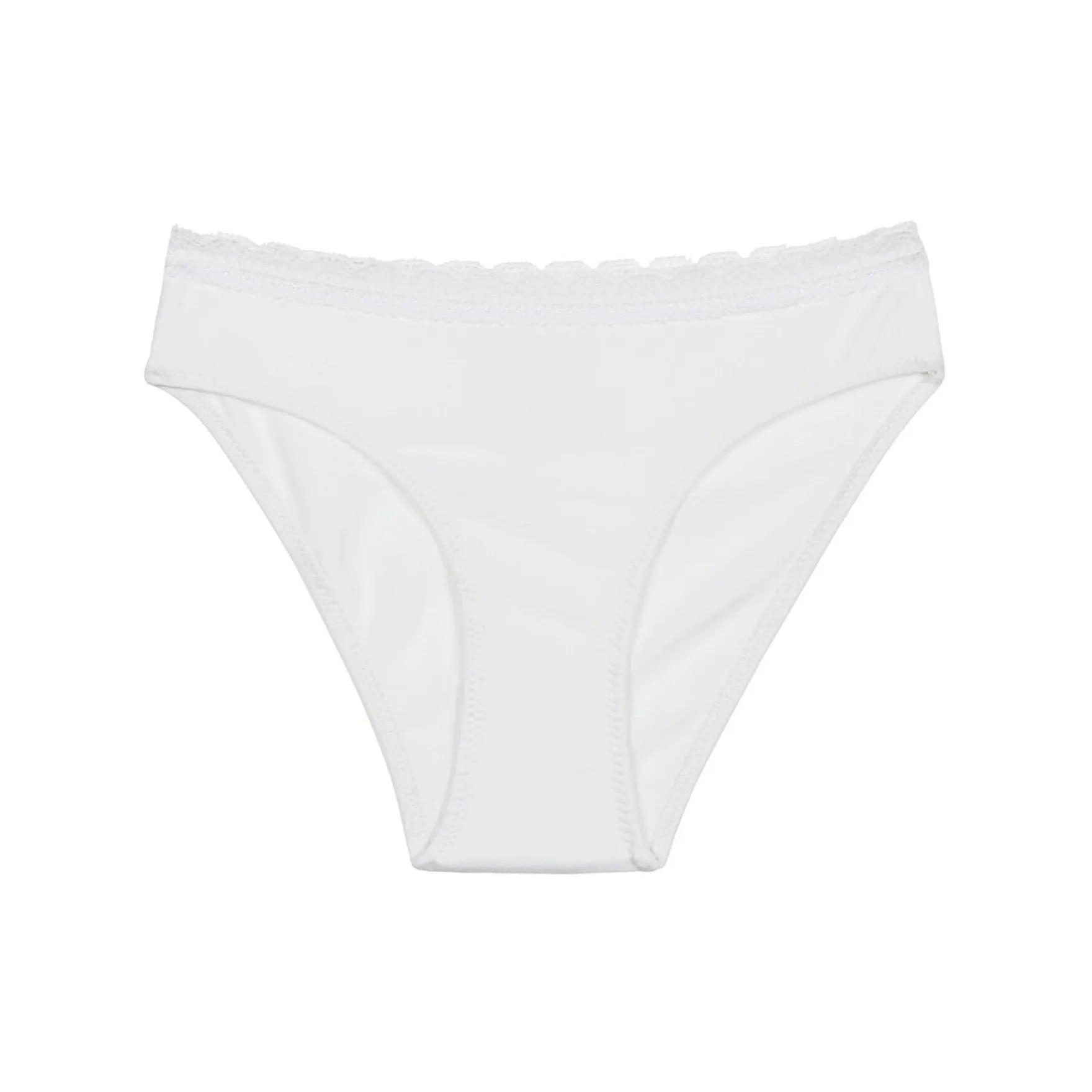 Culotte fille en coton stretch à ceinture dentelle Blanc Dim trendy