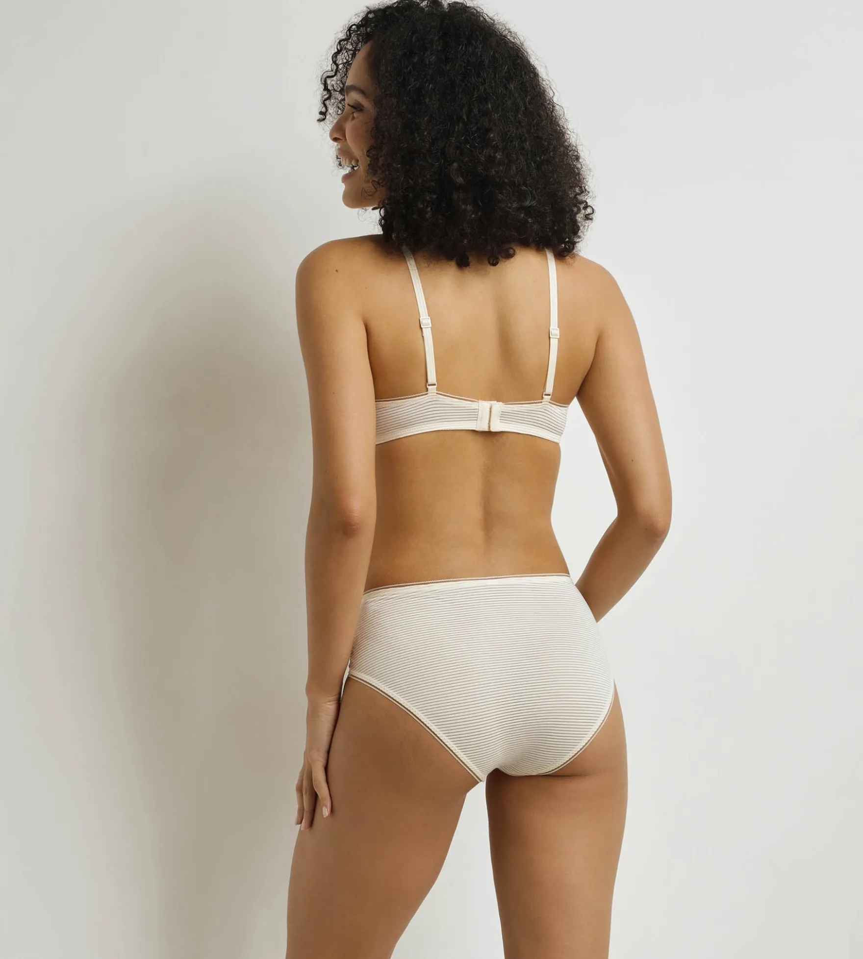 Culotte haute femme à rayures Beige Dim x Ines de La Fressange
