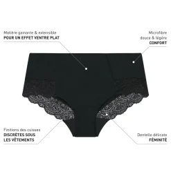 Culotte ventre plat femme taille haute noire Dim Silhouette Essentiel