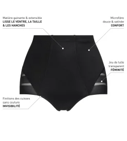 Culotte ventre plat taille haute noire Dim Silhouette Elegance