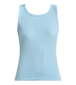 Débardeur femme jersey côtelé fin bleu satin Dim x Ines de la Fressange