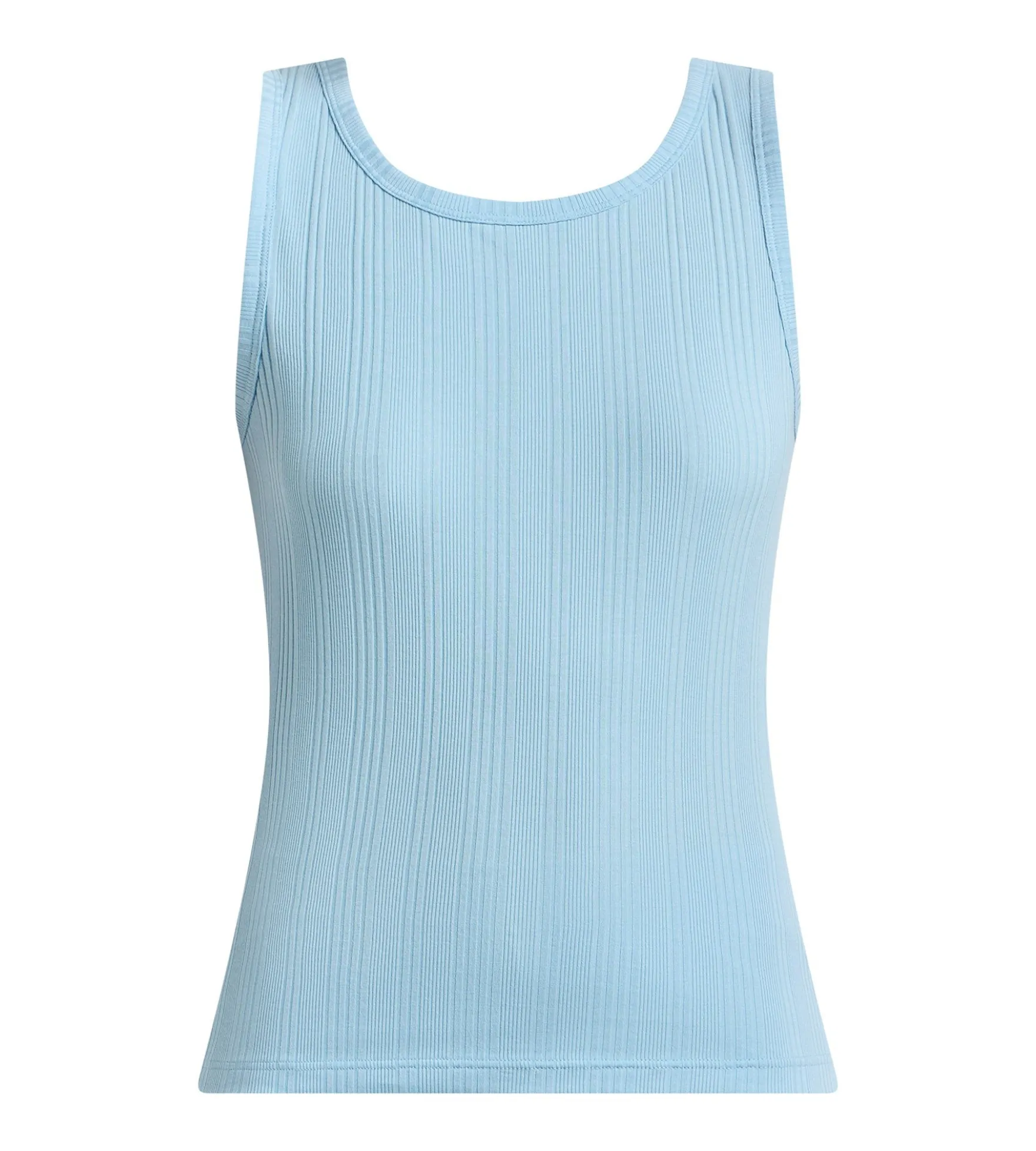 Débardeur femme jersey côtelé fin bleu satin Dim x Ines de la Fressange
