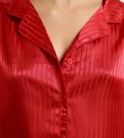 Ensemble pyjama femme pantalon en satin Rouge Dim Don’t Disturb